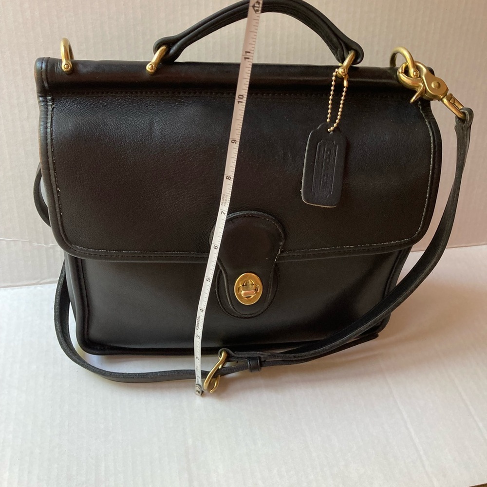 Coach Willis 9927 Black Leather Satchel top handle with Gold Accents - Picture 2 of 15